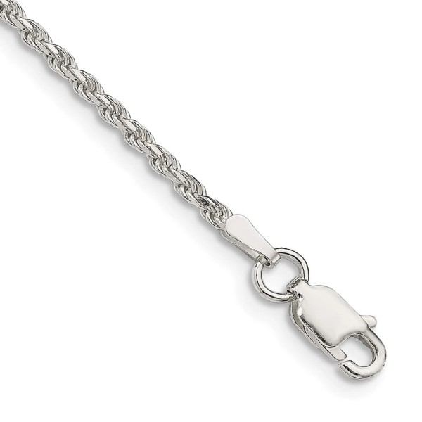 GlittersandGold Sterling Silver 1.85mm Diamond-cut Rope Chain Necklace