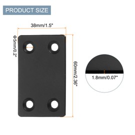 sourcing map 6 Set Flat Repair Plates, 1.5 x 2.36 Inch Stainless Steel Flat Straight Brace Bracket Mending Joining Plates with Screws for Fixing Wooden Furniture Corner, Black