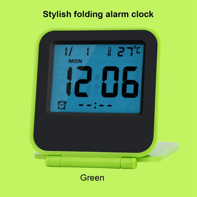 Portable Foldable Tabletop Travel Digital Alarm Clock with Temperature Calendar