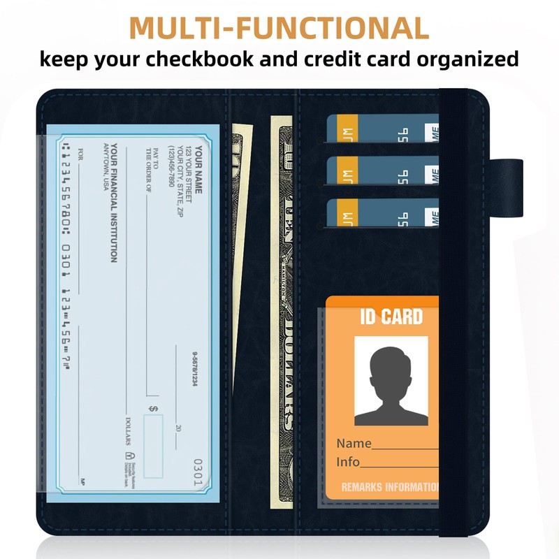 Aatacas Checkbook Cover - Leather Personal RFID Blocking Check Book