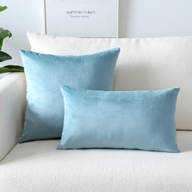 Artscope Luxury Velvet Pillow Covers Super Soft Decorative Square Throw Pillow Covers Case Cushion Covers for Sofa Couch Bedroom Car Decor 20x20 Inch Light Blue