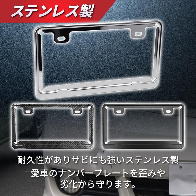 Anni License Plate Frame Set of 2 Stainless Steel Metallic