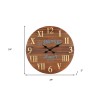 HomeRoots 24" Brown Solid Wood Silent Analog Round Wall Clock