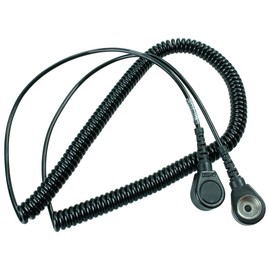 WETEC Spiral Cable with Push Button, ESD, Black, 3/10 mm, 2.4 m (Connection Cable, Grounding Cable, Wrist Coiled Cable, Wrist Strap, ESD Cable, Ground Wire)