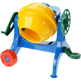 Lena 5009 x Toy Small, Sandpit, Hand Concrete Mixer with Crank, Construction site Accessories for Children from 2 Years, Yellow, Blue, 27 cm