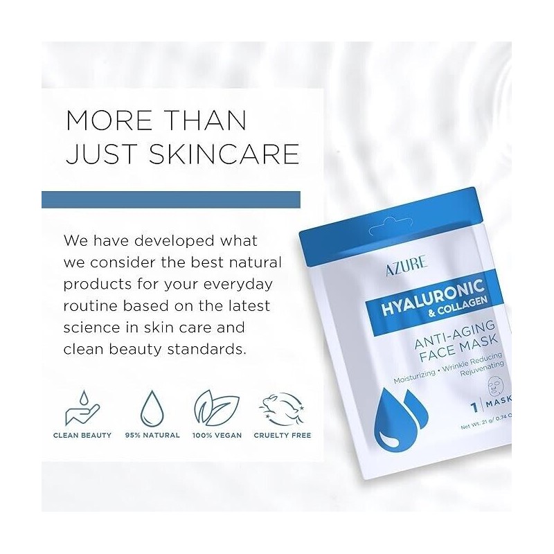 AZURE Hyaluronic Acid & Collagen Anti Aging Sheet Facial Mask-Rejuvenat