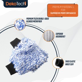 Dekotech Premium Microfiber Car Wash Mitts – Ultra-Soft, Lint-Free & Scratch-Free Chenille Gloves for Maximum Suds, Streak-Free Shine & Effective Hand Washing (2 Pack)