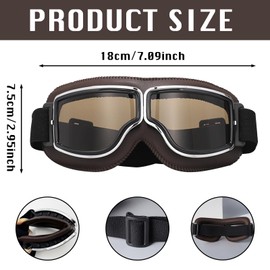 KASESSS Occhiali Motocross, Occhiali Moto Anti-appannamento, Pieghevole Occhialis da Moto in Stile Retrò, Maschera Sci Uomo Donna in Pelle PU per Moto, ATV, Casco Compatibile, Sport All'Aria Aperta