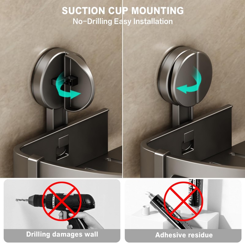VOLPONE Corner Shower Caddy Suction Cup, 2 Pack Shower Shelves