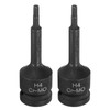sourcing map 2pcs H4 (4mm) Hex Impact Bit Socket 1/2"