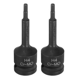 sourcing map 2pcs H4 (4mm) Hex Impact Bit Socket 1/2" Drive Sockets CR-MO Steel Hex Lengthen Screwdriver Socket Adapter for Electric Ratchet Wrenches Fastening Screws