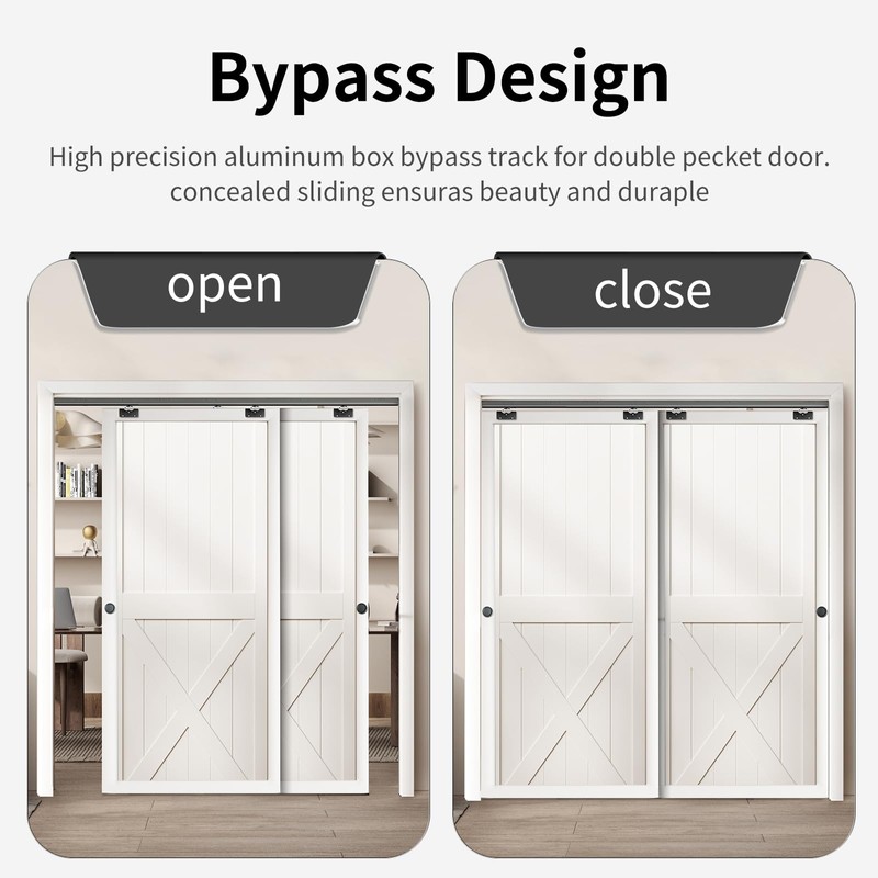 DIYHD 48" Ceiling Mount Bypass Sliding Door Hardware,Box Rail Pocket
