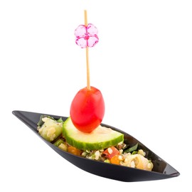 1 Ounce Dipping Sauce Bowls, 100 Disposable Dipping Sauce Dishes - Canoe Shaped, Recyclable, Black Plastic Small Dishes For Dipping, For Appetizers, Desserts, Or Samples - Restaurantware