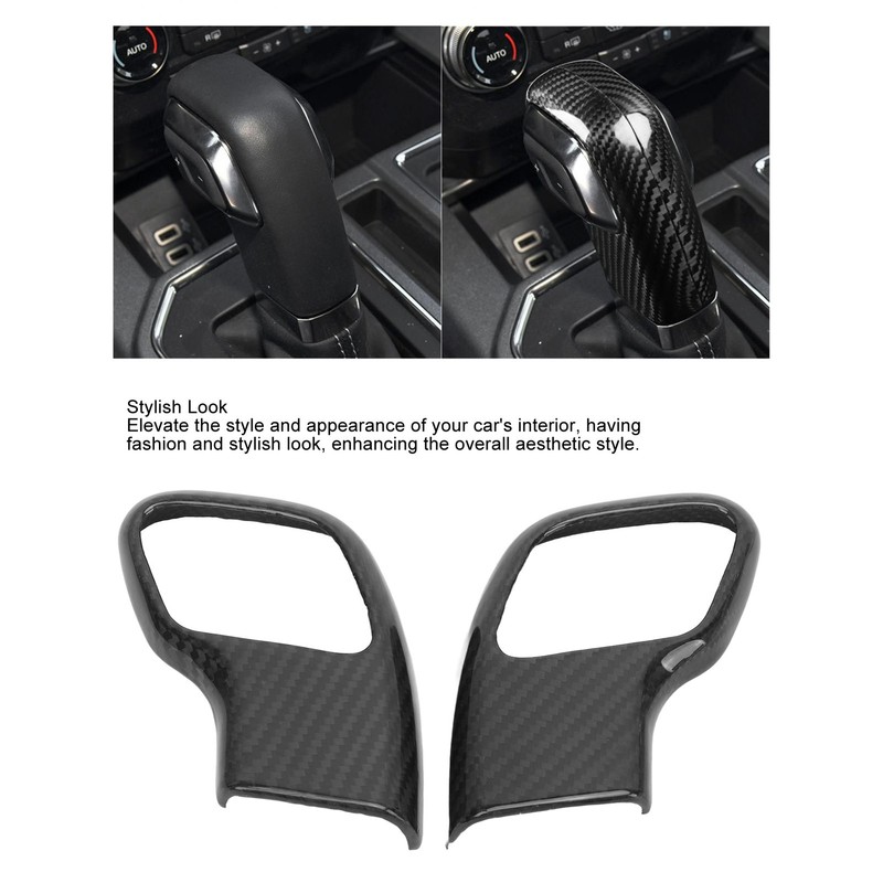 2Pcs Gear Shift Knob Cover Trim Protective Carbon Fiber Gear