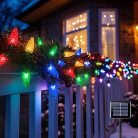 Anycosy 40FT Solar Christmas Lights Outdoor 120 LEDs C6 Christmas Lights Outdoor with Timer Function 8 Modes for Christmas Lights Decorations