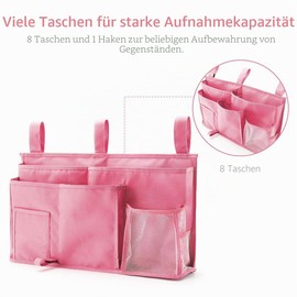 Bseash Bunk Bed Organiser, Bed Side Cody Hanging Bed Organiser Storage Bag 8 Pockets, for College Dorm Room Bed, Hospital Bed, Baby Bed Rails, 600D Oxford Cloth
