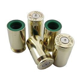 45 Caliber Bullet Shell Casing Universal Tire Valve Stem Caps - Set of 5 - Car SUV Truck Motorcycle Bike ATV (Brass with Silver Center)