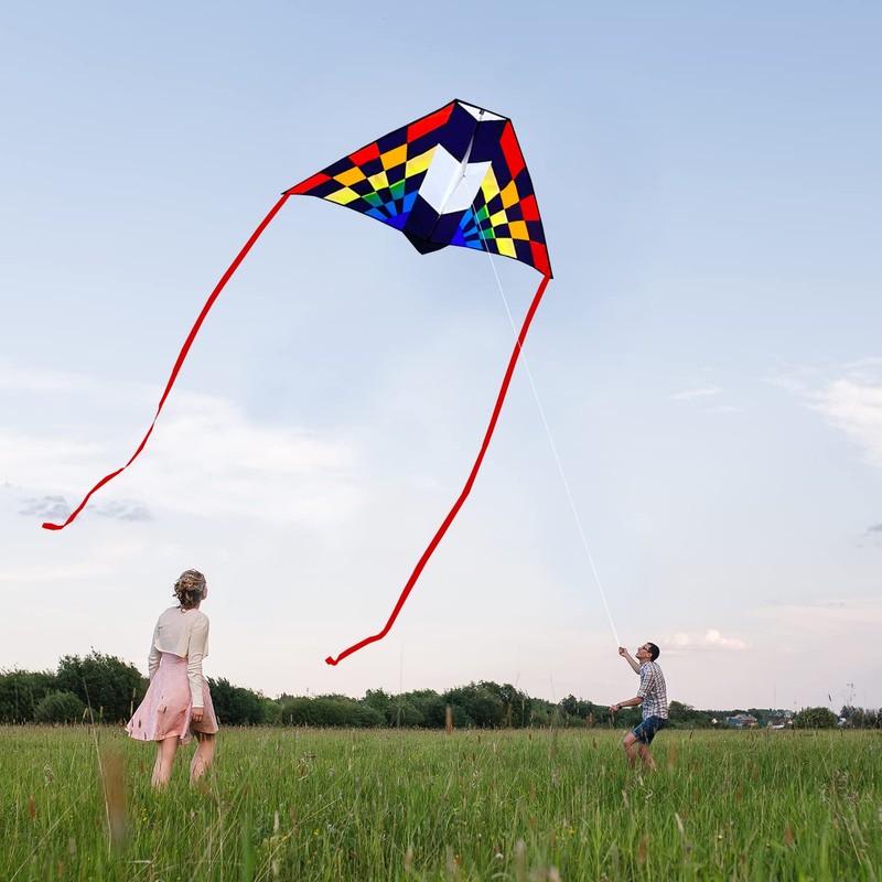 Rainbow Delta Kites for Kids and Adults- Easy Flyer -