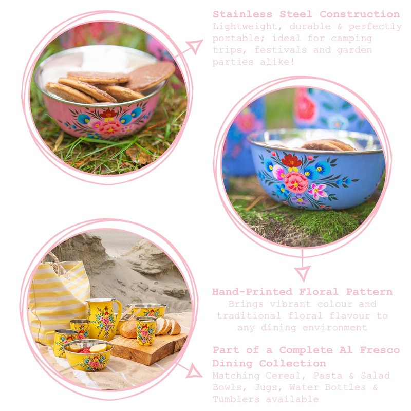 1x Ocean Pansy 14.5cm Hand-Painted Picnic Snack Bowl - Reusable
