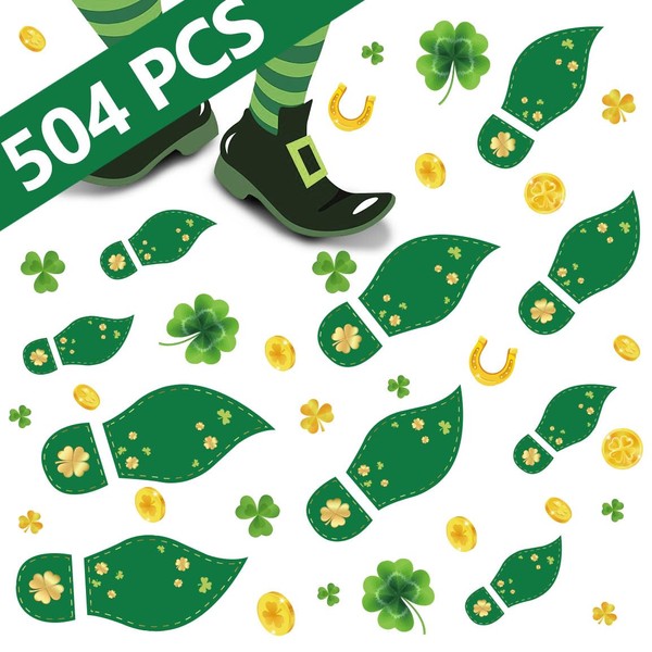 jollylife jollylife 504PCS St. Patrick's Day Decorations Leprechaun Footprints Floor