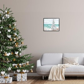 Stupell Industries Snowy Christmas Tree Beach Shore Giclee Framed Wall Art, Design by Amanda Hilburn