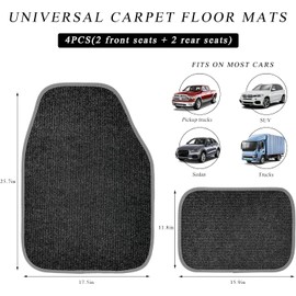 Juego de 4 alfombrillas para auto, alfombras impermeables antideslizantes con almohadilla de seguridad para el talón, alfombrilla resistente para todo tipo de clima, ajuste universal para