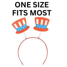 Needzo Patriotic Hat Bopper Headband, Red, White and Blue, Fourth of July, Olympics Hair Band, Summer Party Accessories, One Size Fits Most