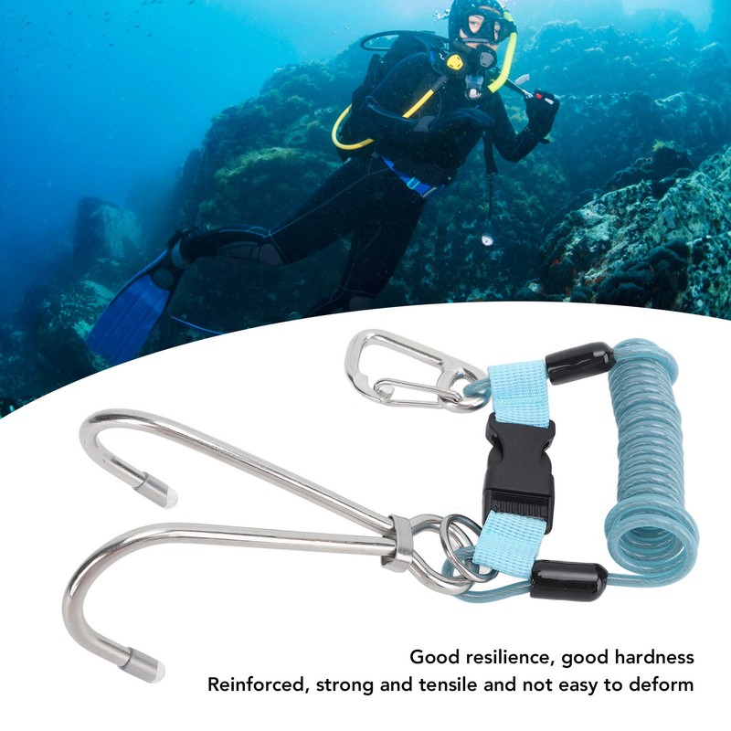 Spring Coiled Diving Hook Stainless Steel Double End Snap Clip