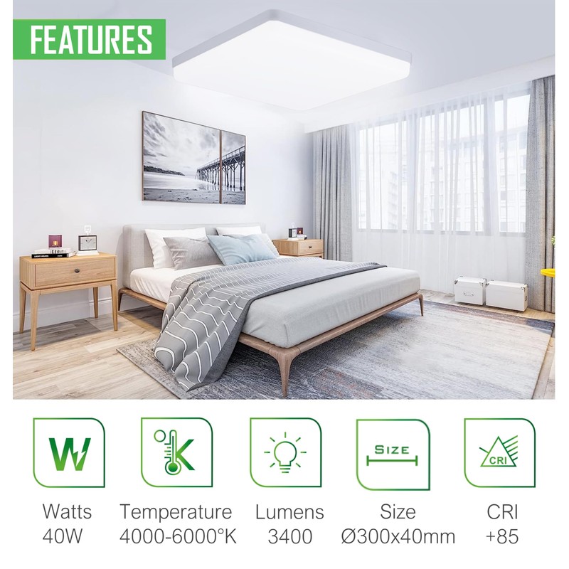 HYBEC - Bathroom Ceiling Light, LED Ceiling Light, Bathroom Ceiling