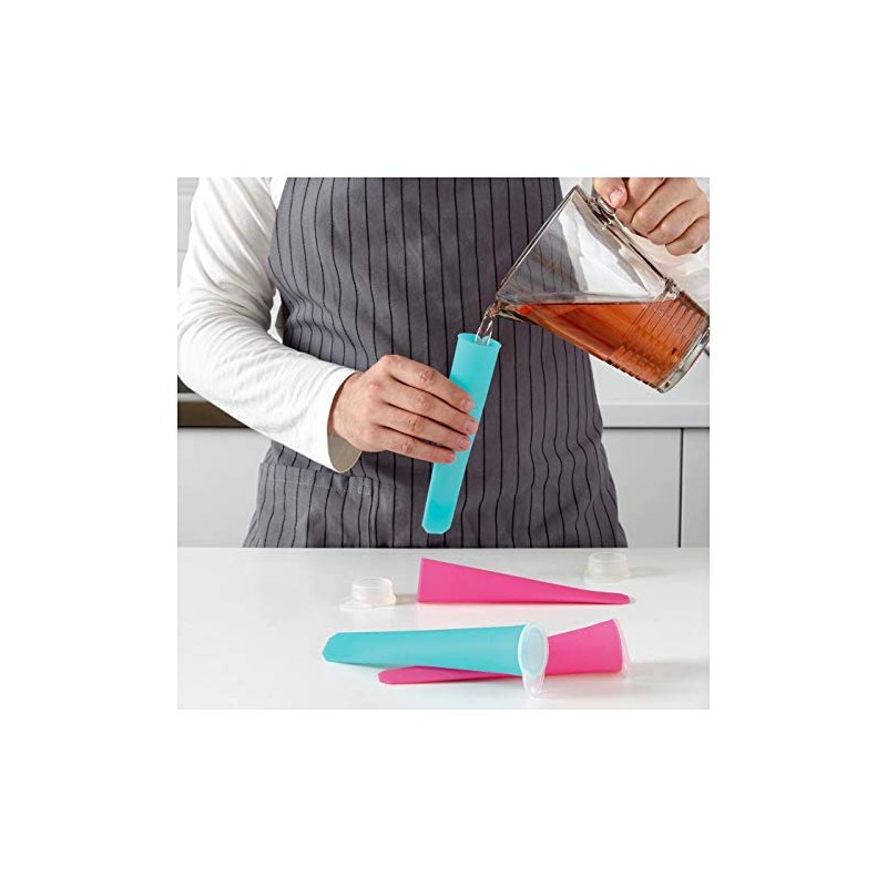 Ice Lolly Maker, Pink, Blue, 4 Pack, Materials: Silicone Rubber