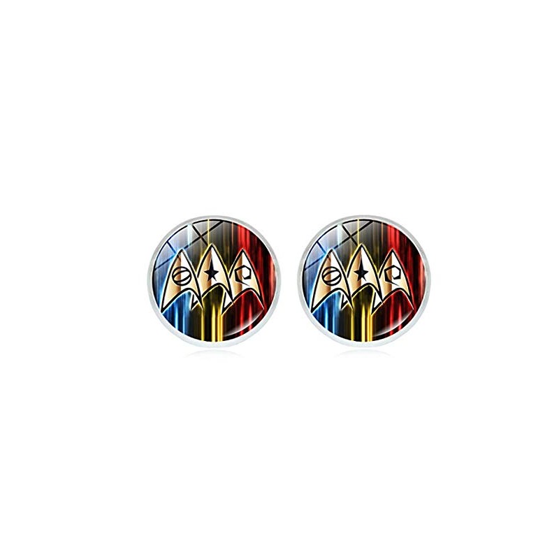 S Trek Original Logos Glass Domed Stud Earrings
