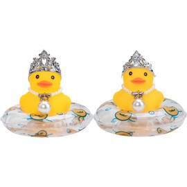 wonuu Car Rubber Duck 2Pcs Duck Car Decoration Dashboard Car Ornament for Car Dashboard Decoration Accessories with Mini Swim Ring Sun Hat Necklace Sunglasses