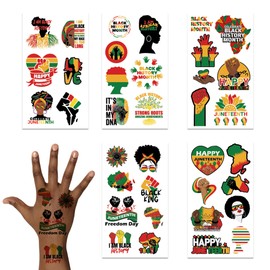 10 Sheets Juneteenth Day Temporary Tattoos,Happy Juneteenth Party Favor Tattoo Stickers,Freedom Day Stickers Decals for Celebrate Black History Month Africa American Independence Day Supplies