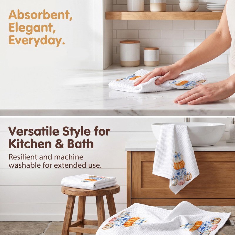 Fall Kitchen Towels, Pumpkin Decorations for Bathroom Toilet-B13