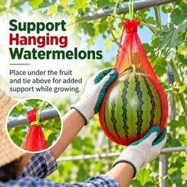 Watermelon Support Net Bags for Vertical Growing – 100-Piece Heavy-Duty Plastic Mesh Slings for Garden Trellises