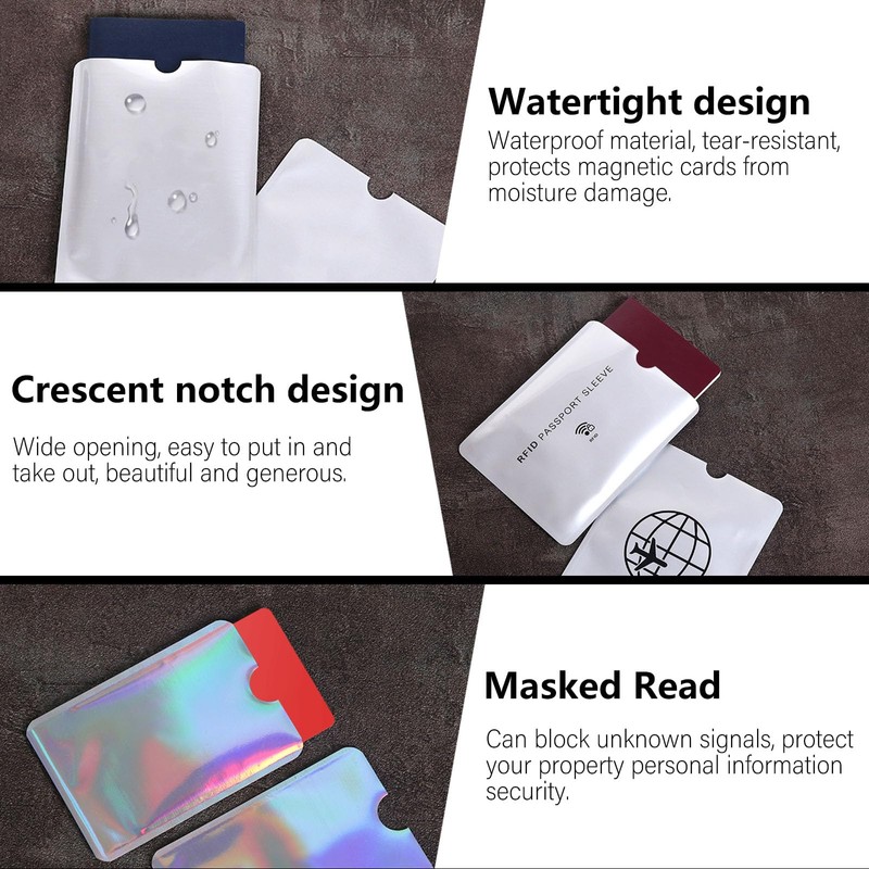 20 Pcs Travel Passport Credit Card Blocking Sleeves, Signal Blocking