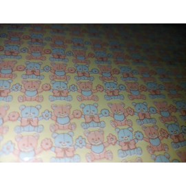 Mini-Graphics Dollhouse Wallpaper / 1 Sheet of Mini  Bears -Yellow 1:12