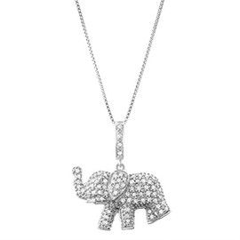 Hdiamonds 1/3 Carat Total Weight (cttw) 925 Sterling Silver Necklace With Elephant Shaped Diamond Pendant for Women
