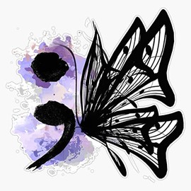 MAGNET Semicolon Butterfly - No Text Magnet Vinyl Magnetic Sticker 20 mil - Size 5"