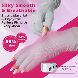 Migliore Wear UV Gloves for Gel Nails with Anti-Slip Palm, Anti UVA&UVB 9999+ UV Protection Gloves for Nail Lamp, Fingerless UV Gloves for Skin Care UV Resistant