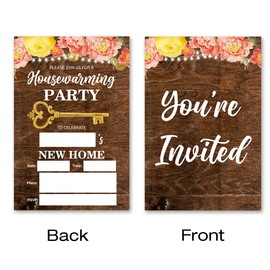 brayqu Housewarming Party Invites Farmhouse Floral New Home Housewarming Invitations Fill-in (20 Invitation Cards with Envelopes)