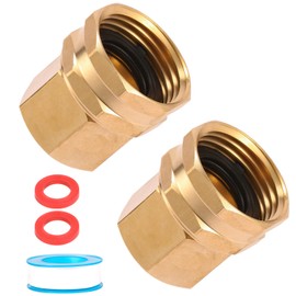 Sanpaint 2 Pack Brass Garden Hose Threaded 1/2" NPT to 3/4" GHT Fitting Connect,Dual Swivel Connector Adapter,Double Female Thread 3/4 Inch x 1/2 Inch NPT Pipe