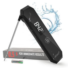 Meat Thermometer Digital, 0.5 Sec Instant Read Thermometer, Food Thermometer for Cooking Grill BBQ, Accurate to ±0.5°F, 180° Auto Rotating Display, Waterproof, Auto Wake/Sleep