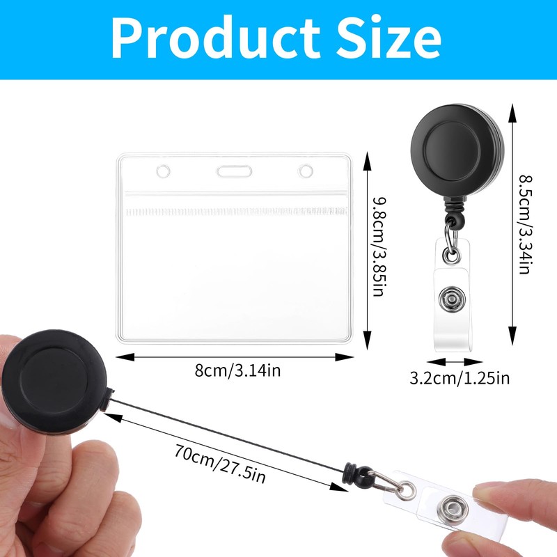 Molain 2 Pack Soft Plastic Horizontal Badge Holder with Retractable