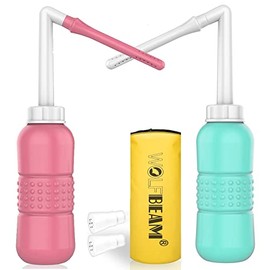 WOLFBEAM Limpiador De Vulva Y Ano Portátil 2 En 1 Y Recipiente Para Lavado Vaginal Para La Salud Personal, Depurador De Orina De Viaje Para Higiene Personal (Rosa + Verde 450 Ml) Rosa+Verde 450Ml