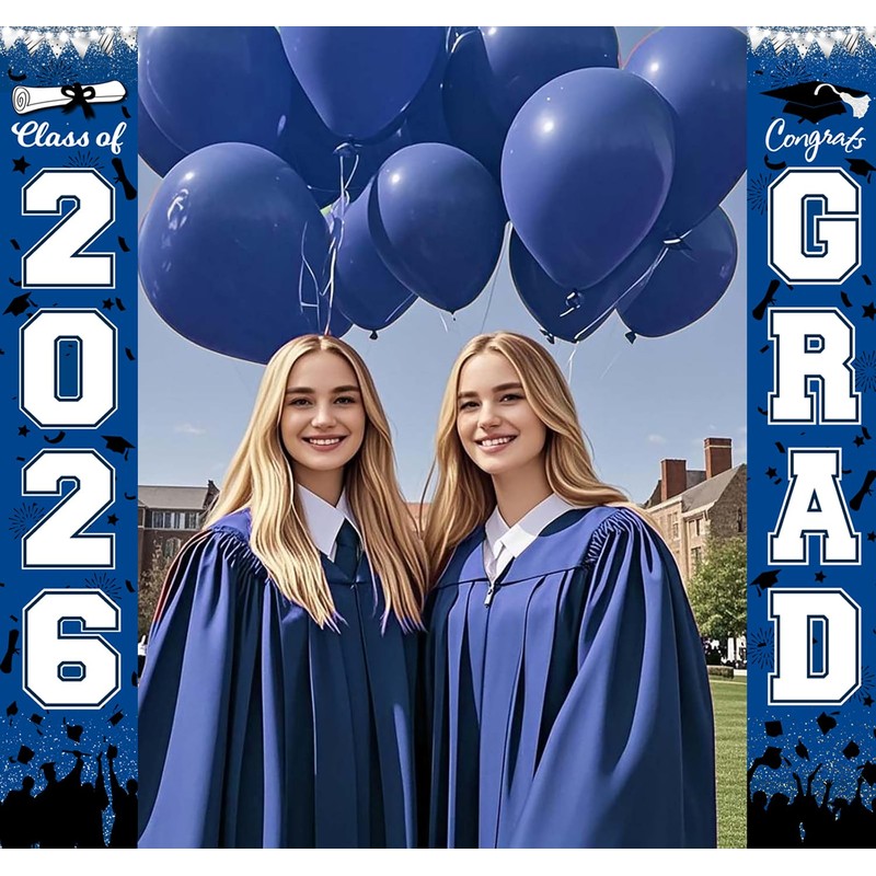 Graduation Decorations Blue White 2026/Blue Graduation Party Decorations/Congrats Grad Porch