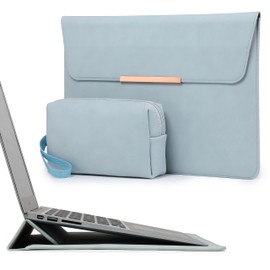 HYZUO 13.3-14 Inch Laptop Sleeve Case with Stand Feature Compatible with MacBook Pro 14 M2/M1 Pro/Max A2992 A2918 A2779 A2442 2021-2024, MacBook Air 13 Inch 2012-2017, with Accessory Bag, Pale Blue