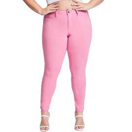 YMI Women's Hyperstretch Mid-Rise Skinny Jeans, Flamingo, 3X