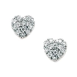 925 Sterling Silver Rhodium Plated Cubic Zirconia Large Love Heart Screw Back Earrings 7x7mm Stud Earring for Women