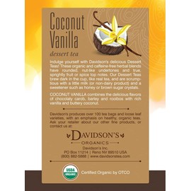 Davidson's Organics, Coconut Vanilla, 8-count Tea Bags, Pack of 12